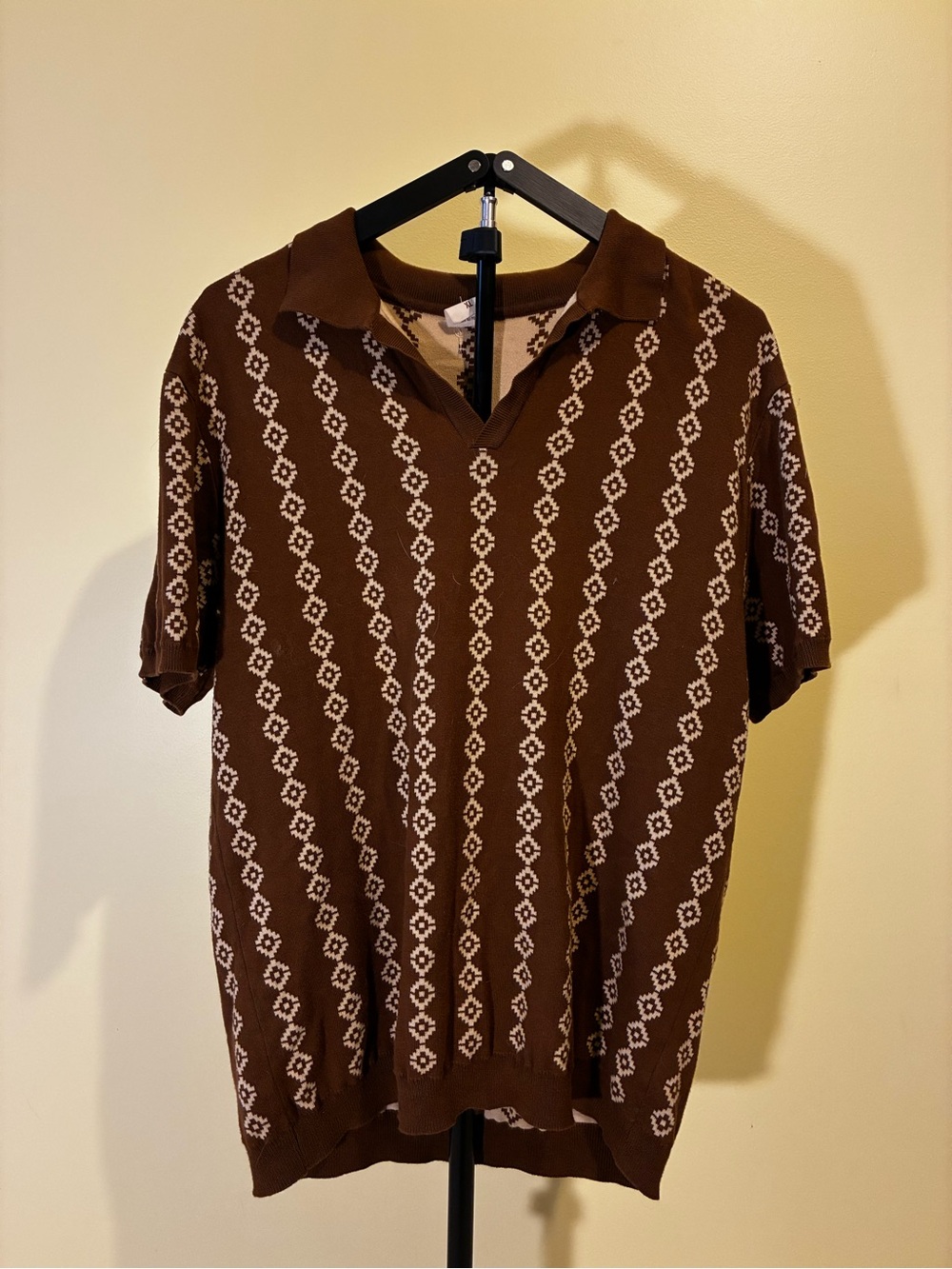 Dandy Del Mar Brown Patterned Short-Sleeve Polo Shirt